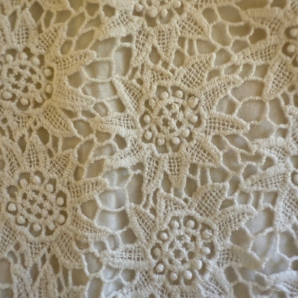 Womens White Crochet Lace Embroidered Tunic Blouse Medium Cottagecare Boho - Picture 5 of 13
